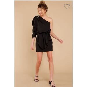 Do+Be Mini Dress Sz M Black Wedding Goest Formal One Shoulder Party Textured NWT